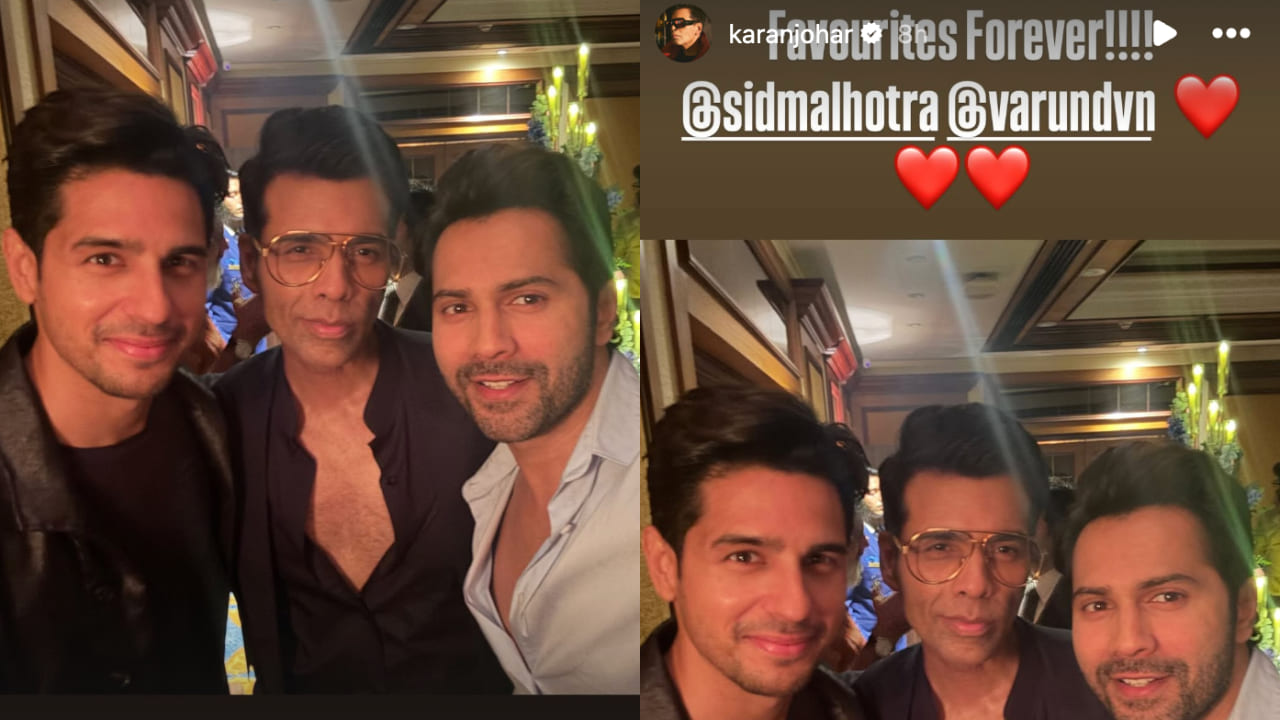 Karan Johar posing with his OG students Sidharth Malhotra, Varun Dhawan makes us manifest their reunion on screen